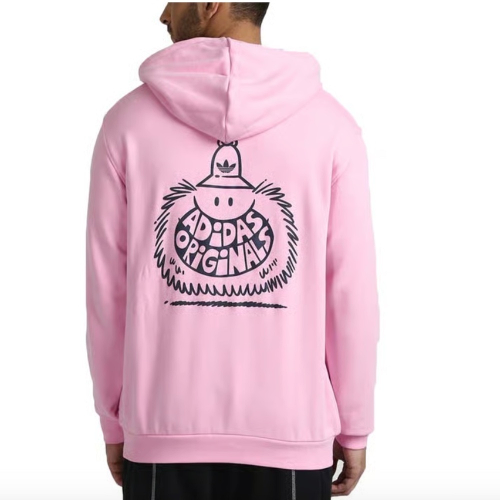 Men's Adidas Originals Pink Logo Loose Fit Hoodie - Size XL - Picture 14 of 16